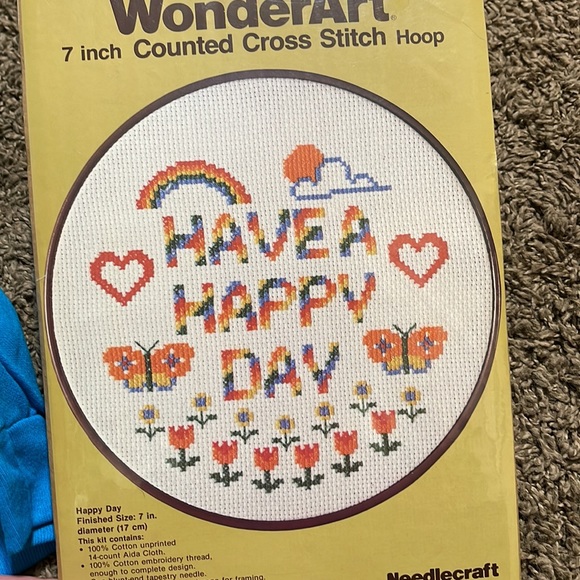 “Have a Happy Day” 7inch Counted Cross Stitch Hoop - Picture 2 of 4